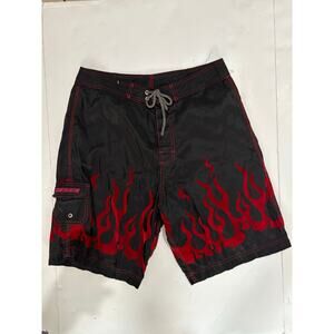 Vintage counter culture boardshorts flames 32 men’s Y2K